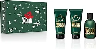 DsquareD2 Green Wood Pour EDT, Shower Gel and After Shave Balm 3-Piece Gift Set for Men