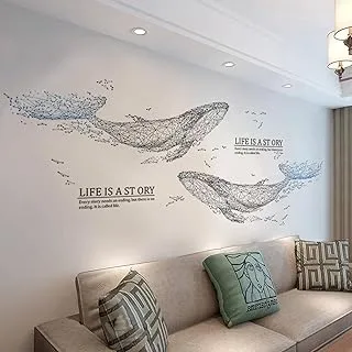 BPA® Whale Wall Sticker Whale Home Decoration DIY Bedroom Living Room Sofa Background Wall Sticker Decoration Extra Large Two Whales