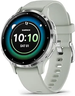 GARMIN VENU 3S SILVER STAINLESS STEEL BEZEL WITH SAGE GRAY CASE AND SILICONE BAND