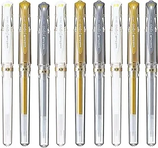 Uni-Ball Signo UM-153 Broad Point Gel Impact Pen, 1.0mm, White/Gold/Silver, 3 pens each/Total 9 pens (Japan Import)