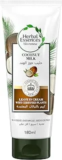 Herbal Essences Bio Renew Coconut Milk Leave-In Conditioner with Certified Plants to Reduce Frizz, Nourish and Detangle Hair, Sulfate Free, 180ml