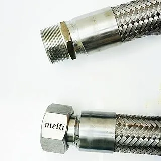 Melfi 1 Inch Male & female Corrugated Electrical Proof Pipe Braided Stainless Steel Flexible Conduit Metal Hose (90 cm Female 1 inchxMale 1 inch)