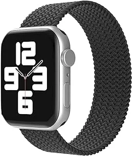 AC&L Braided Solo Band Compatible with Apple Watch 44Mm Large Strap With A Plastic Connector, Black