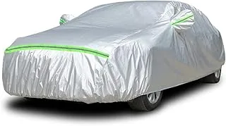 Car Cover Waterproof Breathable Heavy Duty Rain Snow Dust Sun UV All Weather Waterproof Protection Full Covers with Door Zipper Cotton Lining Fit Sedan