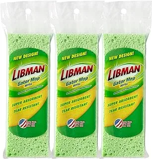 Libman 1487 Gator Mop Refill Pack – Extra-Absorbent, Cellulose Coated Sponge Replacement Heads for The Libman Gator Mop, 3-Pack