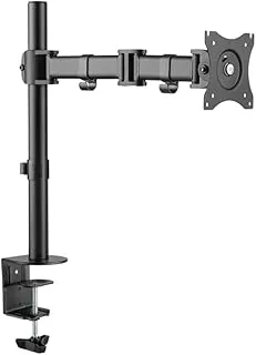 AWH SH070C012 Single Monitor Pole-Mounted Arm with 8kg (17.6lbs) Max Capacity per Screen, 100x100 Max VESA, and Sleek Matte Black Design