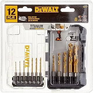 DEWALT Drill Bit Set, Titanium Impact Ready, Ideal for Metal, Wood, and Plastic, 12 Piece (DD5152)