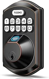 TEEHO TE002 Fingerprint Door Lock - Keyless Entry Door Lock with Keypad - Electronic Deadbolt Keyed Entry - Front Door Lock - Combination Door Lock - Easy Installation - Oil-Rubbed Bronze