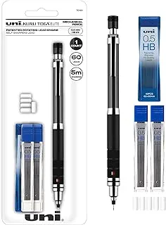 uni-ball Kuru Toga Elite Mechanical Pencil Starter Kit with Gun Metal Barrel and 0.5mm Pencil Tip, 60 Lead Refills, and 5 Pencil Eraser Refills, HB #2