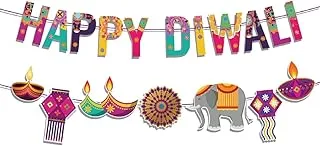 Happy Diwali Colorful Banner for Diwali Garland Decorations for Indian Festival of Lights Deepavali Themed Party Supplies