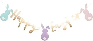 Rose Gold Happy Easter Banner Pack of 1 Easter Banner Bunny Party Decor with Bunny Sign Spring Happy Easter Party Decorations for Home Mantle Fireplace Easter Party Decor Supplies