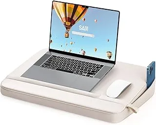 SAIJI Laptop Lap Desk, Ultra Lightweight Portable Lap Desk with Pillow Cushion, Fit up to 17” Laptop & MacBookAir with Side Pocket, Rails for Airflow, Computer Laptop Stand Desk for Couch, Bed & Chair