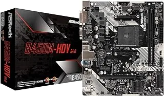 ASRock B450M-HDV R4.0 AM4 AMD Promontory B450 SATA 6Gb/s Micro ATX AMD اللوحة الأم