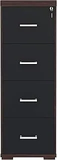 Artany Executive 4 Drawers File Cabinet, Louro/Black, H 133 cm x W 46.5 cm x D 49.5 cm