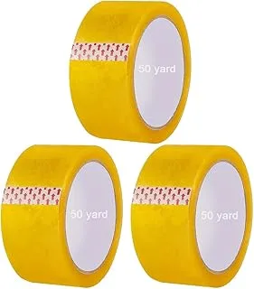 GECKO Packaging Tape Heavy Duty for Shipping, Moving, Storing, 48mm Strong Adhesive Cello Tapes Rolls, Office Supplies Packing Tapes (3, YELLOW, 50 Yards)