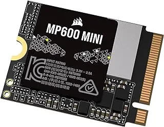 Corsair MP600 Mini 1TB M.2 NVMe PCIe x4 Gen4 2 SSD - M.2 2230 - قراءة تسلسلية تصل إلى 4,800 ميجابايت/ثانية - NAND ثلاثية الأبعاد عالية الكثافة - رائعة لسطح البخار وسطح Microsoft - أسود