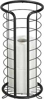 mDesign Metal Free Stand Toilet Paper Organizer Stand, 3 Rolls Of Jumbo Toilet Tissue Storage, Bathroom Decor Accessory For Under Sink, Vanity, And Inside Cabinet Shelf, Omni Collection, Matte Black