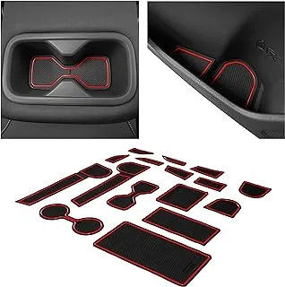 CupHolderHero fits Nissan Altima Accessories 2019-2024 Premium Custom Interior Non-Slip Anti Dust Cup Holder Inserts, Center Console Liner Mats, Door Pocket Liners 16-pc Set (Red Trim)