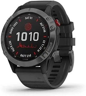 GARMIN FENIX 6 PRO SOLAR SLATE GRAY مع نظام تحديد المواقع العالمي (GPS) باللون الأسود في أوروبا والشرق الأوسط وأفريقيا