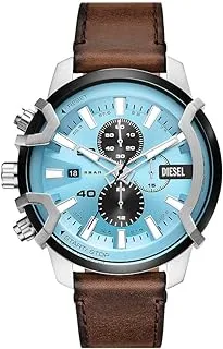 Diesel Men's Griffed Quartz/Chrono Movement Watch 48 mm Case Size with Leather Strap DZ4656