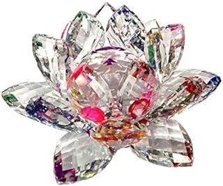 Amlong Crystal 5 inch Sparkle Crystal Lotus Flower Feng Shui Home Decor with Gift Box