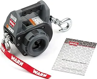 WARN 101570 Handheld Portable Drill Winch with 40 Foot Steel Wire Rope: 750 lb Pulling Capacity, Gray