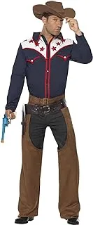 Smiffys Adult men's Rodeo Cowboy Costume, Shirt, Chaps and Hat, Western, Serious Fun