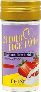 EBIN NEW YORK 24 Hour Edge Tamer Hair Sleek Stick, Extreme Firm Hold, 2.7 oz, Strawberry – Sleek & Go, No Flaking and White Residue