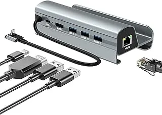 محطة إرساء متوافقة مع Steam Deck - قاعدة Steam Deck 6 في 1 مع HDMI 2.0 4K 60 هرتز، جيجابت إيثرنت، 3 منافذ USB-A 3.0 ومنفذ شحن USB-C كامل السرعة
