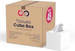 BRANDSFINITY 2 Ply Facial Tissue - Pack of 48 Cube Boxes of 100 Sheets - Contains 4800 Premium Quality Soft and Absorbent Tissues