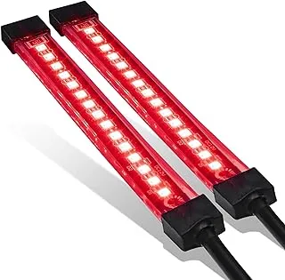 2 قطعة 5 بوصة أحمر LED لإشارة الانعطاف للدراجات النارية ومجموعة شريط ضوء الفرامل الخلفي [IP68 مقاوم للماء] [صف واحد] [50% ضوء تشغيل] [100% إشارات الفرامل/الانعطاف] شريط ضوء خلفي مرن لمقطورة الدراجات النارية ATV