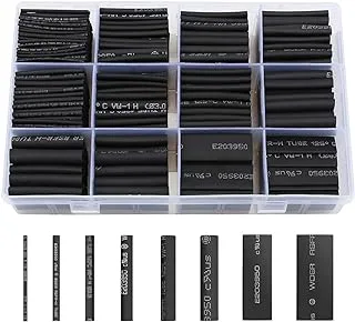 ECVV 650Pcs Premium Heat Shrink Tubing Set - Black, 8 Sizes - Assorted Sleeving Tube Wrap Cable Wire Kit for DIY Projects