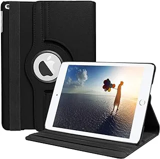 AWH 360 Rotate Synthetic Leather Flip Cover for Apple iPad 9.7 2017 2018 5th 6th Generation (Black)