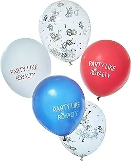 Ginger Ray Coronation Party Like Royalty Red, White & Blue Latex Balloons-5 Pack