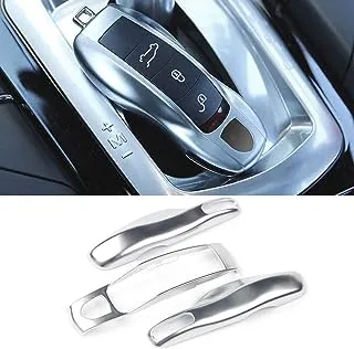 3PCS Remote Key Covers Compatible with Porsche, Jaronx Glossy Silver Key Fob Shell Cover Painted Keyless Entry Skin Protectors (Compatible with:Porsche Boxster Turbo Cayenne Panamera Macan Cayman 911)