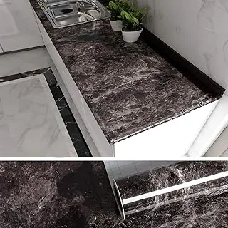 VEELIKE Black Marble Contact Paper Countertop Covers Peel and Stick Countertops for Kitchen Wall Paper Adhesive Brown Removable Wallpaper Granite Contact Paper Marble Wrapping Paper 40cm x 300cm