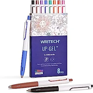 WRITECH Retractable Gel Ink Pens: Multicolor 0.5mm Fine Point Pen No Smear & Bleed for Journaling Sketching Drawing Notetaking Extra Smooth Writing Silent Click Pen Set Up-Gel 8ct