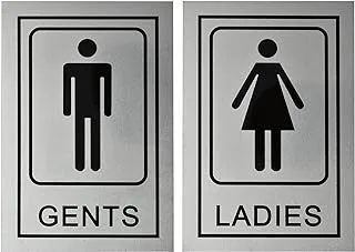 BPA Stainless Steel Gents Ladies Signage Self Adhesive Sticker for Toilet, Restroom, Glass Doors, Wooden Doors, Offices, Hospitals, Mall and Business Sign Stickers.