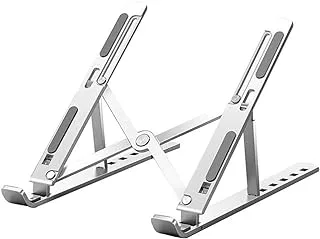 ECVV Aluminum Laptop Stand for Desk, 6-Angles Adjustable Laptop Riser Ergonomic Foldable Notebook Stand Compatible with Laptops and iPad up to 15