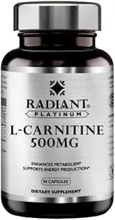 Radiant Platinum L-Carnitine 500Mg | Enhances Metabolism | Supports Energy Production | Weight Management | 90 Capsules