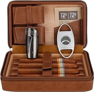 CiTree CHC-BRN Cigar Travel Humidor, Leather, Brown