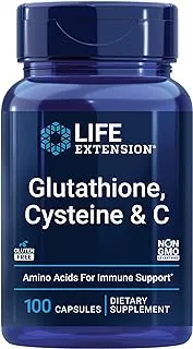 Life Extension Glutathione Cysteine & C Antioxidant with Vitamin C Amino Acids & L-Cysteine For Immune & Liver Support Detox & Skin Whitening Dark Spots Anti-Aging Gluten Free & Non-GMO, 100 Capsules