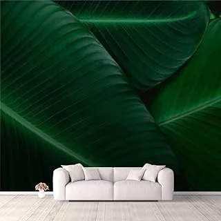 BPA® Modern 3D PVC Design Removable Wallpaper for Bedroom Living Room Green banana leaf Wallpaper Stick and Peel Wall Stickers Home Decor 100 * 144’’