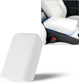 CusDusk Car Armrest Cover for Tesla Model 3 Model Y,Center Console Protector Pad Automobile Waterproof Armrest Box Protective Cover Mat for Car Interior Protection Decor Accessories (White)