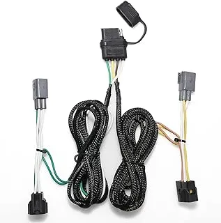 MECMO 4-Way Flat Trailer Wiring Harness لـ 1998-2006 Jeep Wrangler TJ، 55363 سلك وصلة المقطورة، وصلة سحب بسيطة على شكل T لسيارة Jeep TJ - 81 بوصة