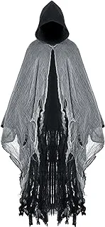 Geyoga 1 Pcs Halloween Medieval Cloak Men with Hood Vintage Horror Cape Renaissance Cloak for Adult Cosplay Props