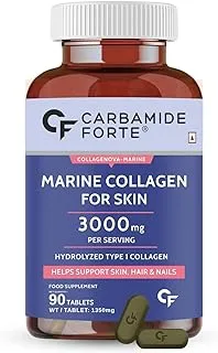 Carbamide Forte Hydrolyzed Marine Collagen, 90 Tablets | Peptides 3000mg with Biotin & Hyaluronic Acid - Collagen Type 1 Powder