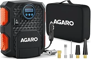 AGARO TI2137 Digital Portable Tyre Inflator/Pressure Gauge, 12V DC/120W, up to 150 PSI, LED Light, with Digital Display and Carry Case, for Car, Bike and Bicycles (Black)