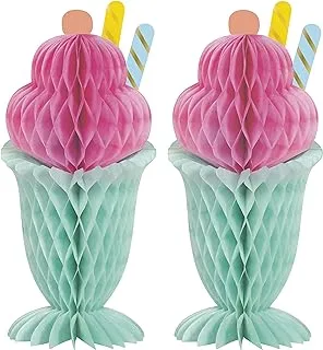 Unique 16748 Honeycomb Table Decorations-28 cm-Pastel Ice Cream Summer Party-2 Count (1 Pack), Multicolour