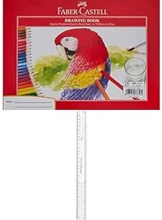 Faber-Castell Drawing Book A4 20 Sheets + Plastic Slim Ruler 12-Inch